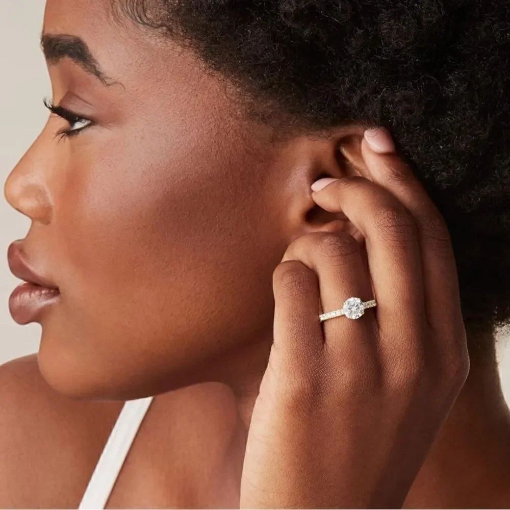 Silver Paved Round Engagement Ring